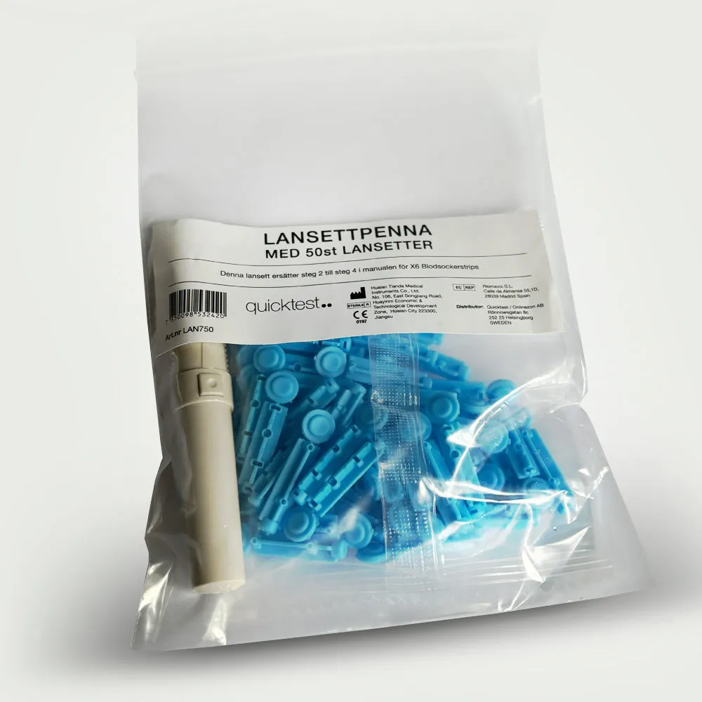 Quicktest lansettpenna med 50 lansettnålar