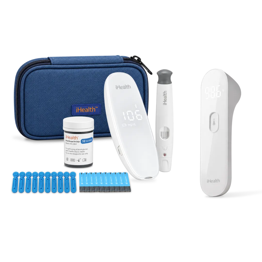 iHealth Gluco+ Smart glukosmätare och PT3 beröringsfri termometer