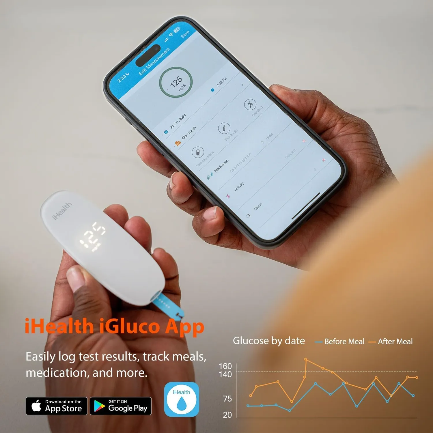 iHealth Gluco Plus blodsockermätare trådlös kit