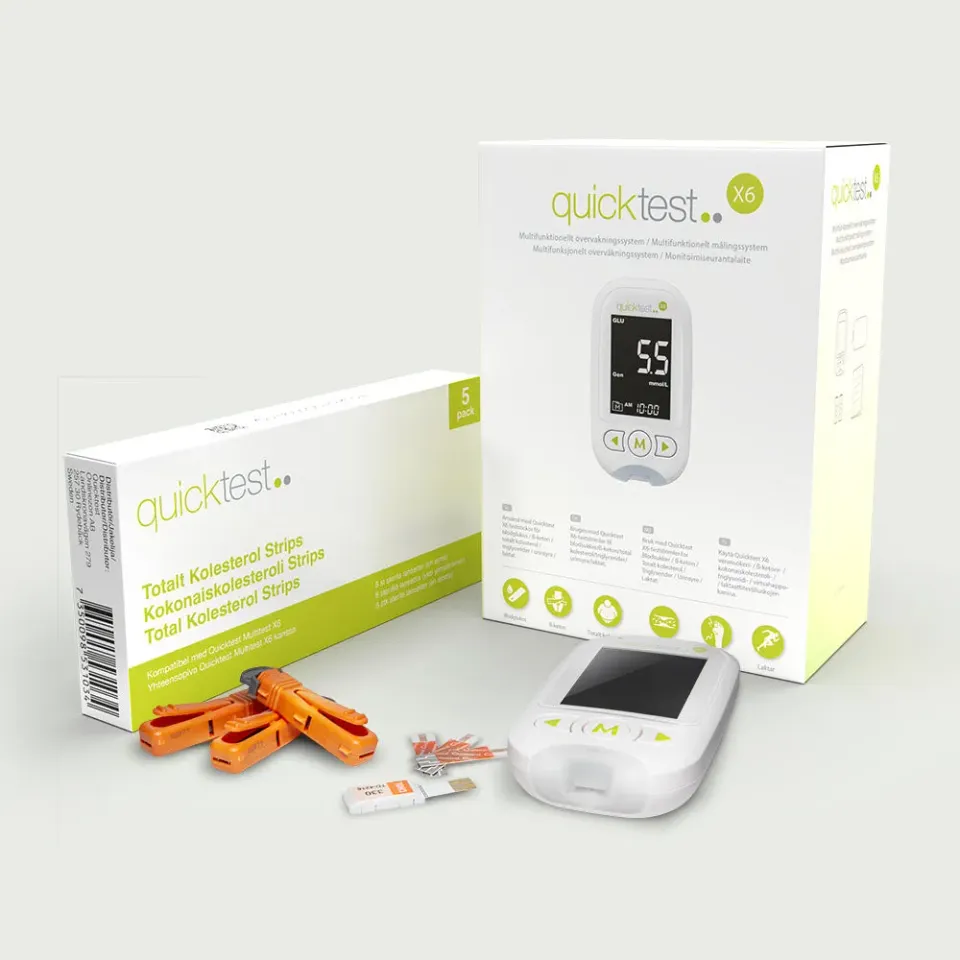 Quicktest X6 kolesteroltest startpaket 5-pack