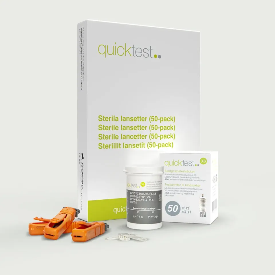 Quicktest X6 blodsockerstrips 50-pack refill