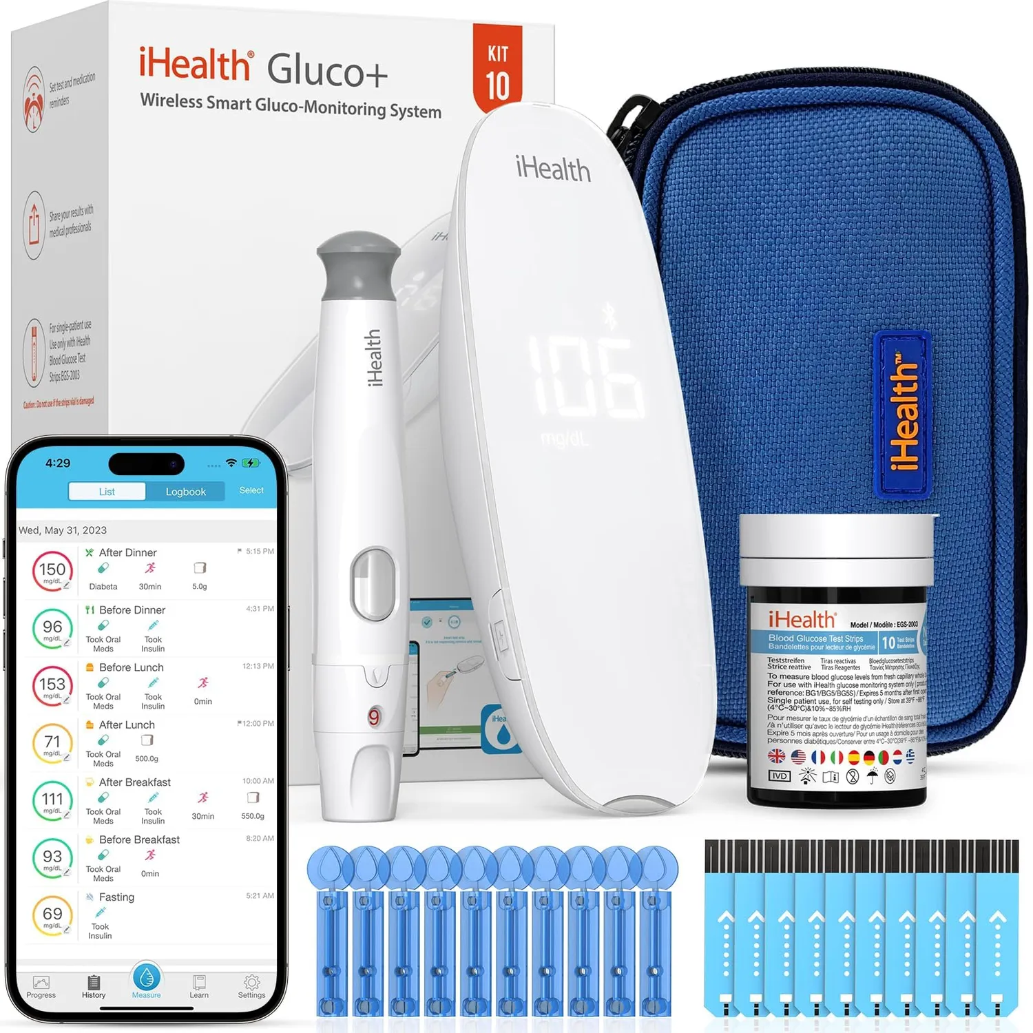 iHealth Gluco+ blodsockermätare trådlös