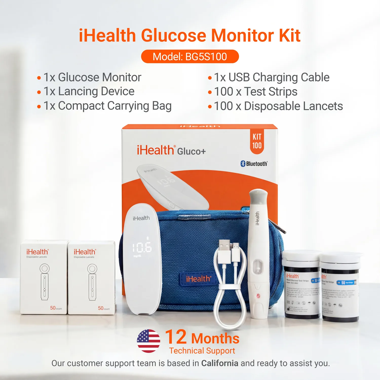 iHealth Gluco Plus blodsockermätare trådlös kit
