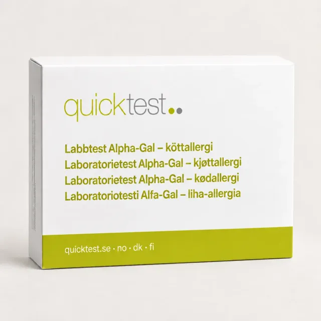Quicktest Alpha-Gal köttallergi labbtest hemma kapillärblod